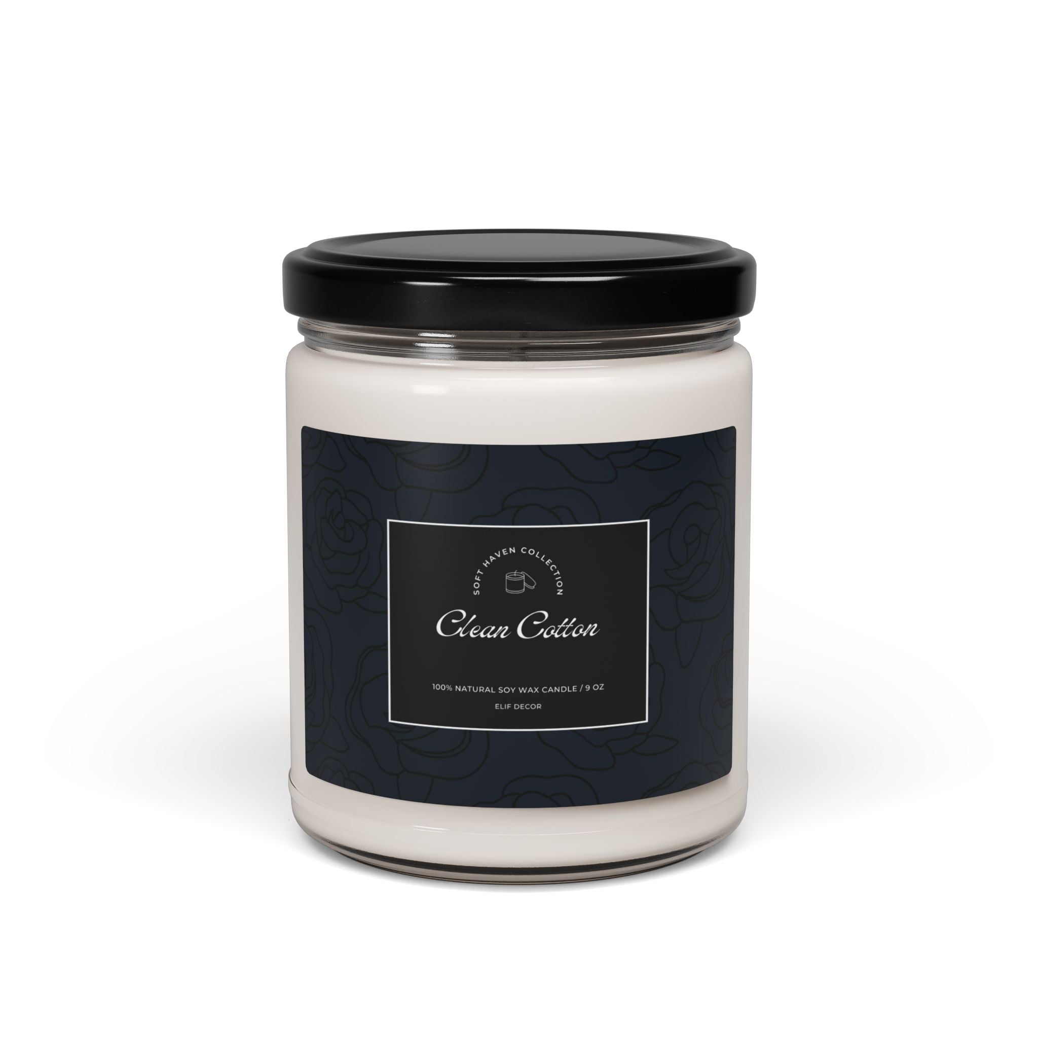Soy Candle 9oz - Clean Cotton Scented Jar Candle